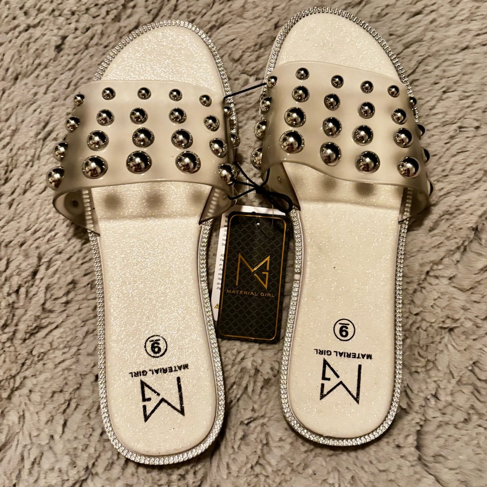 Material Girl White Studded Sandals